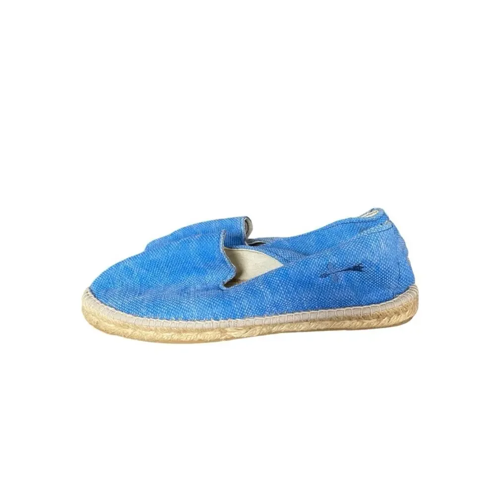 Manebi Distressed Blue Canvas Espadrille Slip-On Shoes size 39 US 9